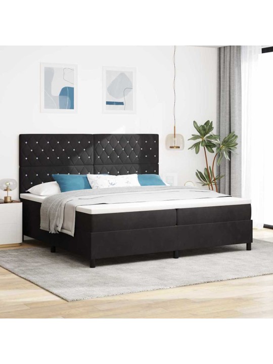 Kontinentaalvoodi madratsi ja peatsiga must 200 x 200 cm samet