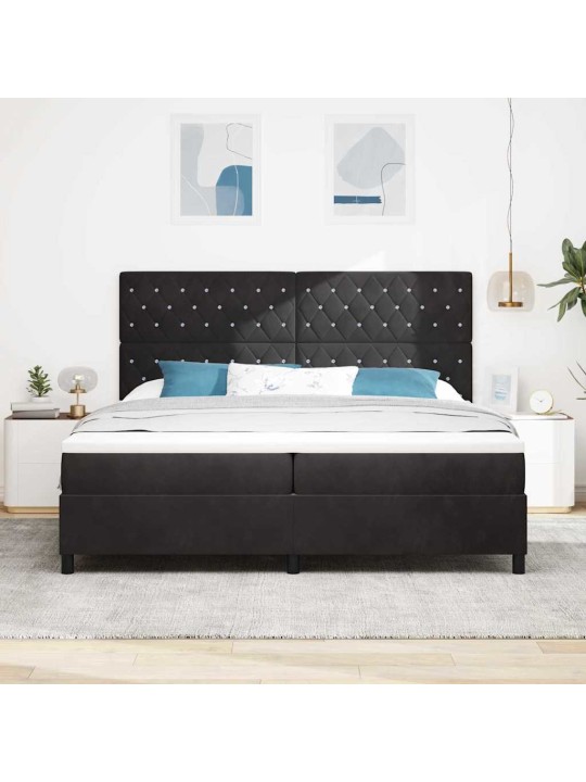 Kontinentaalvoodi madratsi ja peatsiga must 200 x 200 cm samet