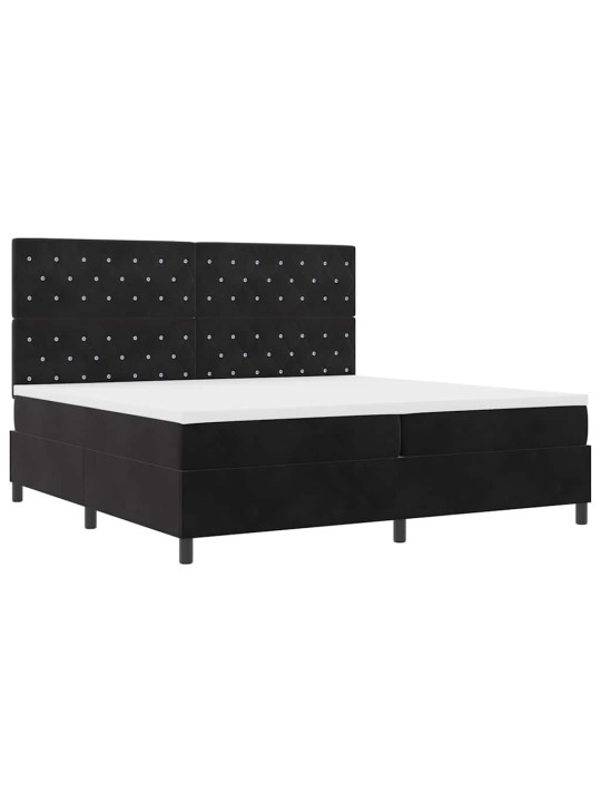 Kontinentaalvoodi madratsi ja peatsiga must 200 x 200 cm samet