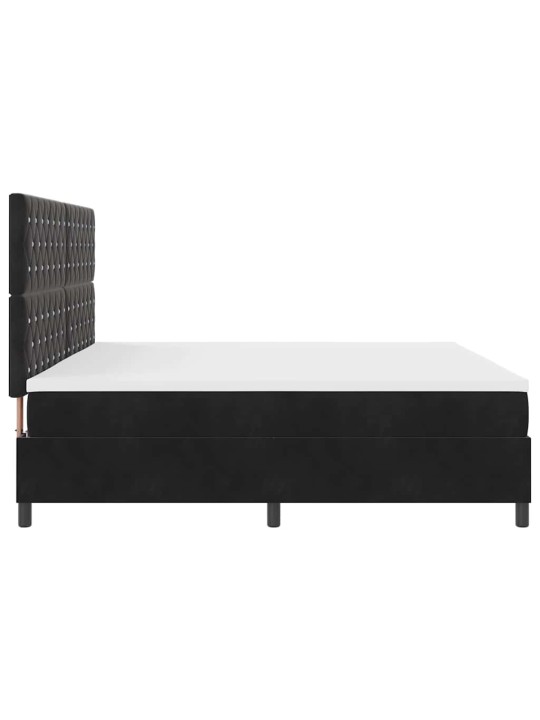 Kontinentaalvoodi madratsi ja peatsiga must 200 x 200 cm samet