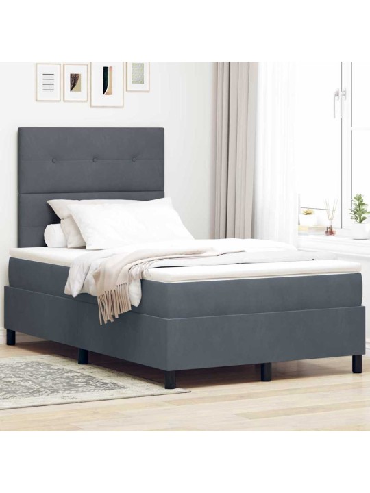 Kontinentaalvoodi madratsi ja peatsiga tumehall 120 x 190 cm samet