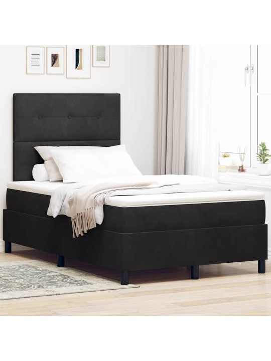 Kontinentaalvoodi madratsi ja peatsiga must 120 x 190 cm samet