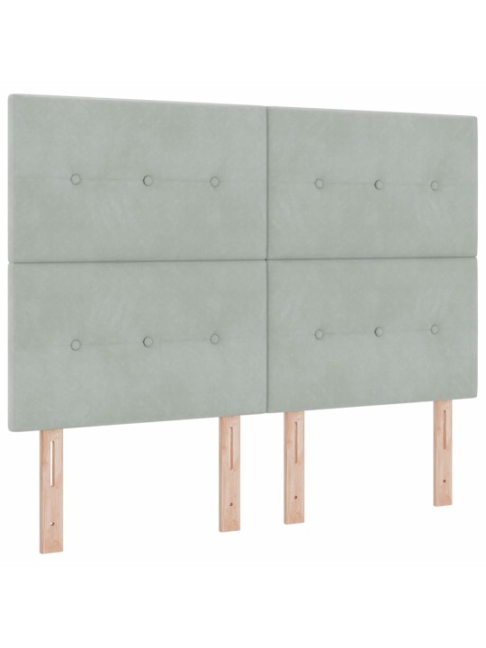 Kontinentaalvoodi madratsi ja peatsiga helehall 140 x 190 cm samet