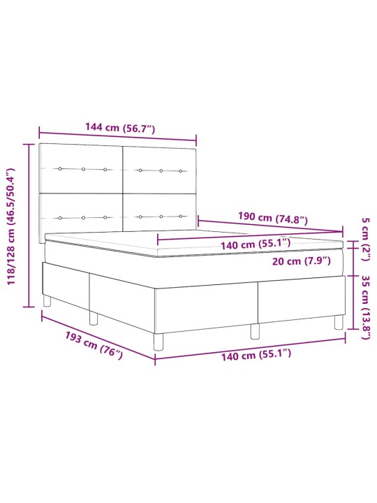 Kontinentaalvoodi madratsi ja peatsiga helehall 140 x 190 cm samet
