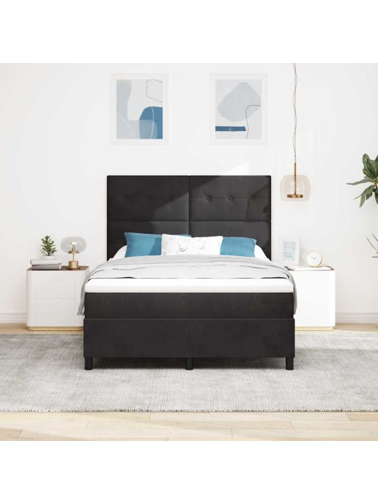 Kontinentaalvoodi madratsi ja peatsiga must 140 x 190 cm samet