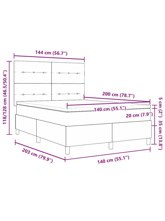 Kontinentaalvoodi madratsi ja peatsiga helehall 140 x 200 cm samet