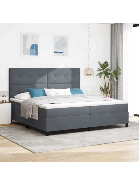 Kontinentaalvoodi madratsi ja peatsiga tumehall 200 x 200 cm samet