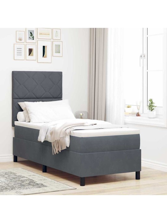 Kontinentaalvoodi madratsi ja peatsiga tumehall 80 x 200 cm samet