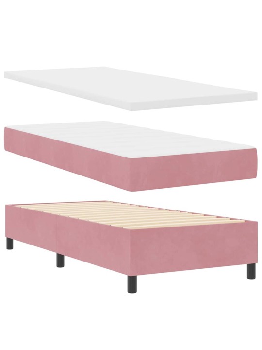 Kontinentaalvoodi madratsi ja peatsiga roosa 90 x 190 cm samet
