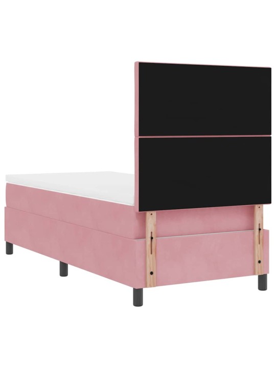 Kontinentaalvoodi madratsi ja peatsiga roosa 90 x 190 cm samet