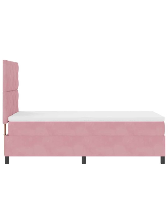 Kontinentaalvoodi madratsi ja peatsiga roosa 90 x 190 cm samet