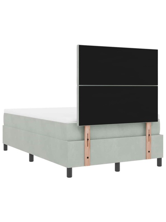 Kontinentaalvoodi madratsi ja peatsiga helehall 120 x 190 cm samet