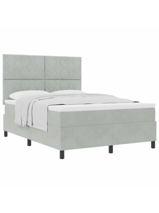 Kontinentaalvoodi madratsi ja peatsiga helehall 140 x 190 cm samet