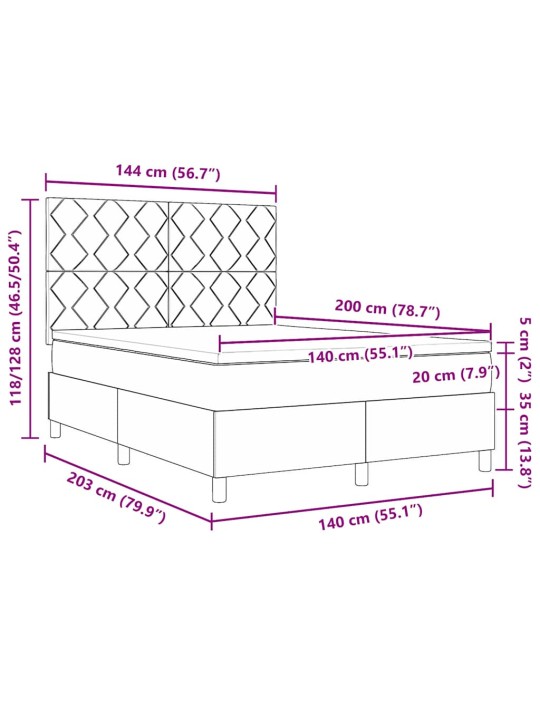 Kontinentaalvoodi madratsi ja peatsiga roosa 140 x 200 cm samet