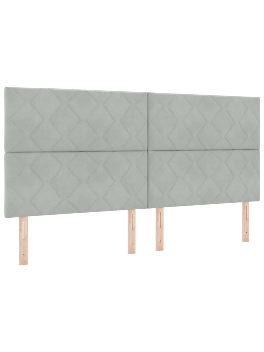 Kontinentaalvoodi madratsi ja peatsiga helehall 200 x 200 cm samet