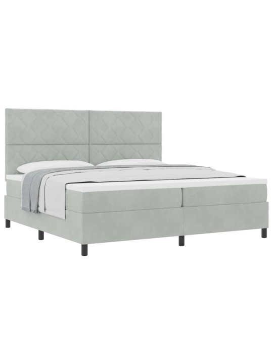 Kontinentaalvoodi madratsi ja peatsiga helehall 200 x 200 cm samet