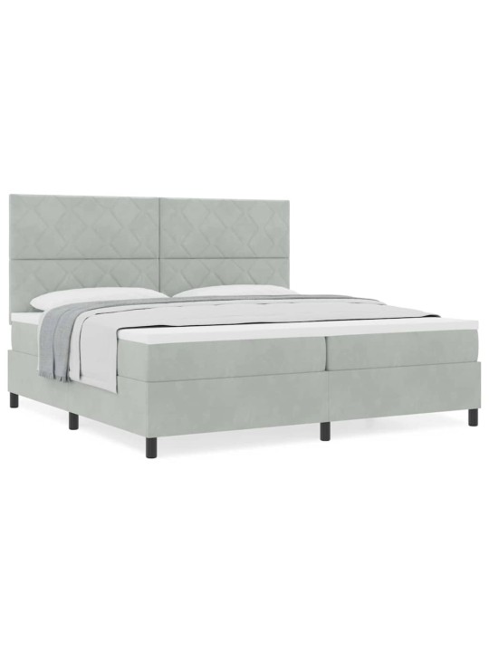 Kontinentaalvoodi madratsi ja peatsiga helehall 200 x 200 cm samet