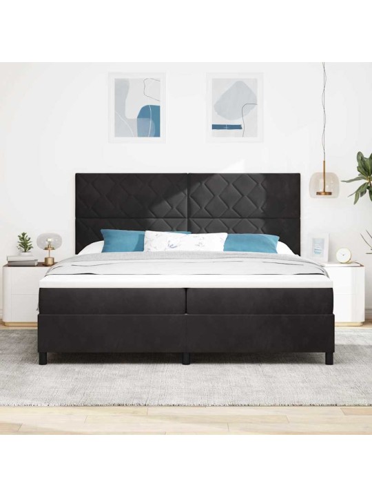 Kontinentaalvoodi madratsi ja peatsiga must 200 x 200 cm samet