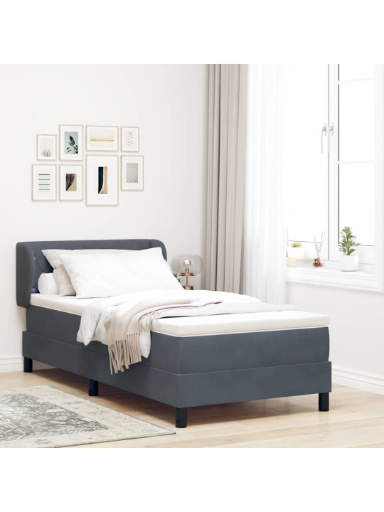Kontinentaalvoodi koos madratsiga tumehall 80x200 cm samet peaga