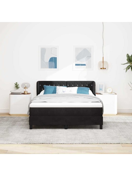 Kontinentaalvoodi koos madratsiga tumehall 80x200 cm samet must