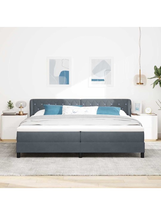 Kontinentaalvoodi koos madratsiga tumehall 80x200 cm samet peaga