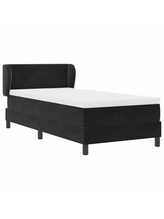 Kontinentaalvoodi koos madratsiga tumehall 80x200 cm samet must