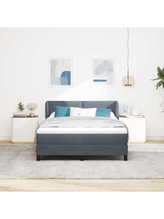 Kontinentaalvoodi koos madratsiga tumehall 80x200 cm samet peaga