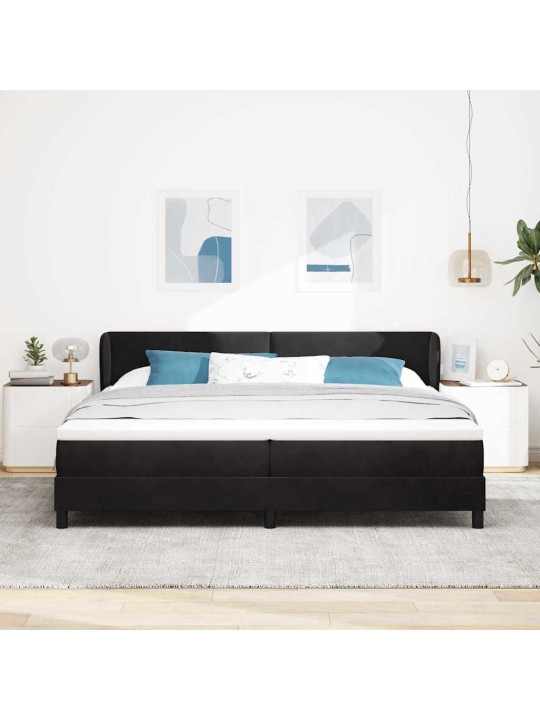 Kontinentaalvoodi koos madratsiga tumehall 80x200 cm samet must