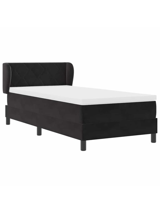 Kontinentaalvoodi koos madratsiga tumehall 80x200 cm samet must