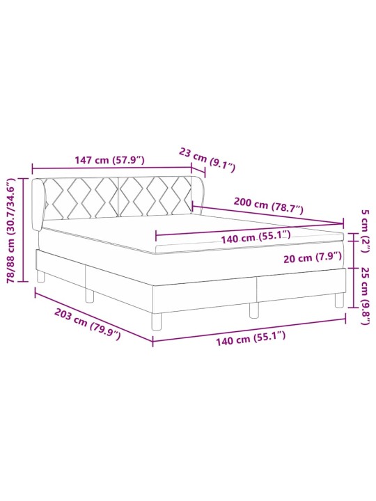 Kontinentaalvoodi koos madratsiga tumehall 80x200 cm samet peaga