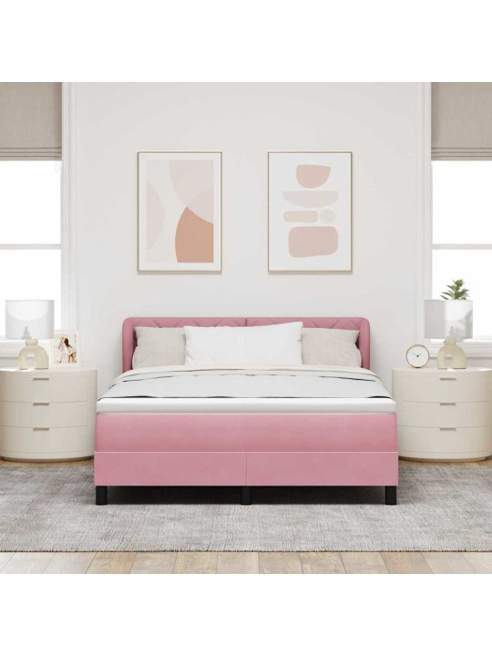 Kontinentaalvoodi koos madratsiga tumehall 80x200 cm samet roosa