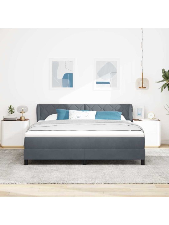 Kontinentaalvoodi koos madratsiga tumehall 80x200 cm samet peaga