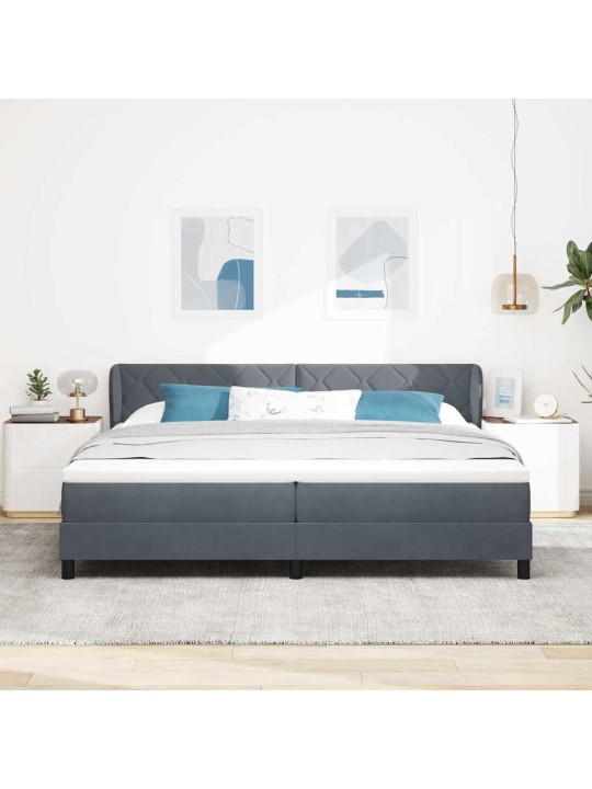 Kontinentaalvoodi koos madratsiga tumehall 80x200 cm samet peaga