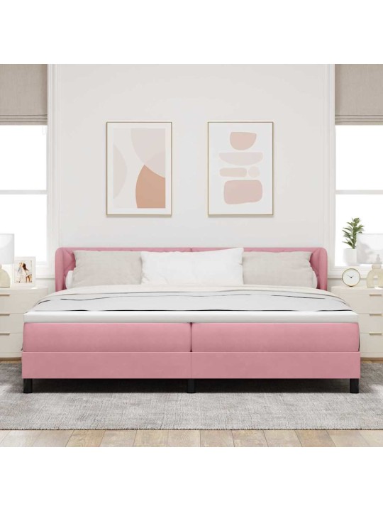 Kontinentaalvoodi koos madratsiga tumehall 80x200 cm samet roosa