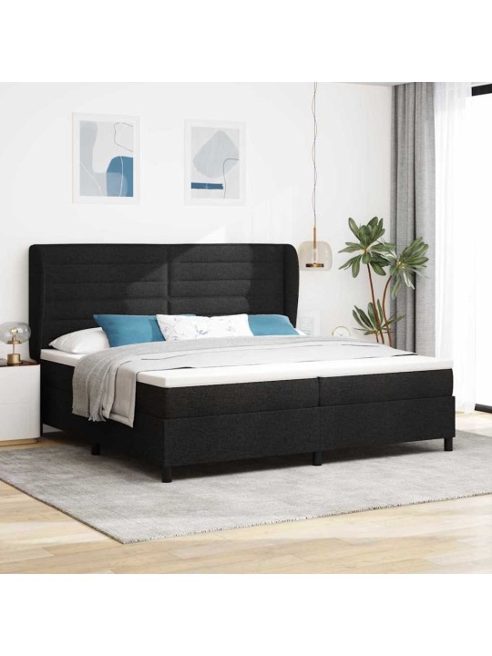 Kontinentaalvoodi madratsi ja peatsiga must 200 x 200 cm kangas