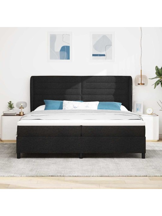 Kontinentaalvoodi madratsi ja peatsiga must 200 x 200 cm kangas
