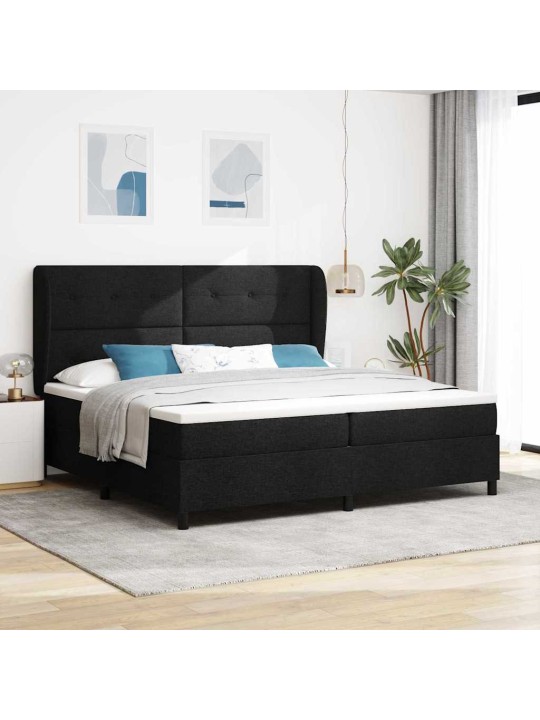 Kontinentaalvoodi madratsi ja peatsiga must 200 x 200 cm kangas