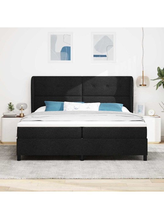 Kontinentaalvoodi madratsi ja peatsiga must 200 x 200 cm kangas