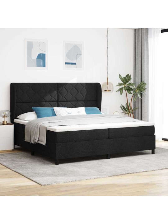 Kontinentaalvoodi madratsi ja peatsiga must 200 x 200 cm kangas