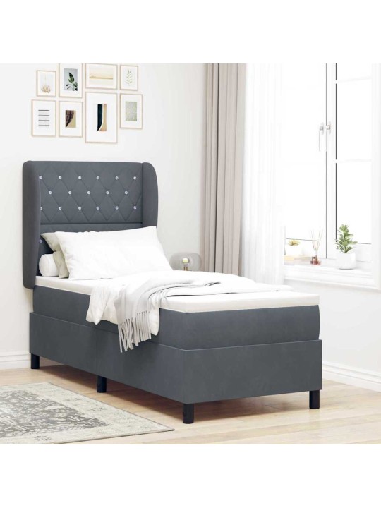 Kontinentaalvoodi madratsi ja peatsiga tumehall 80 x 200 cm samet