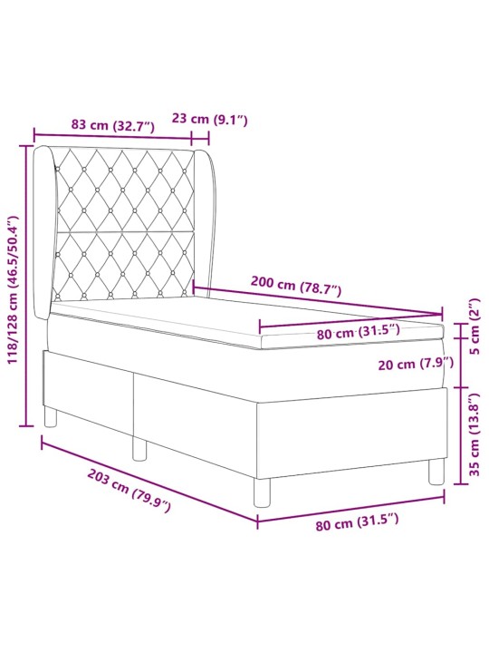 Kontinentaalvoodi madratsi ja peatsiga roosa 80 x 200 cm samet