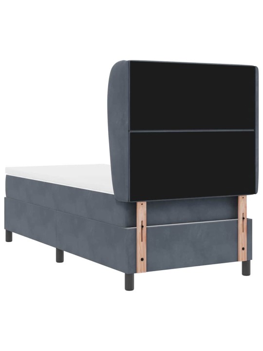 Kontinentaalvoodi madratsi ja peatsiga tumehall 90 x 200 cm samet