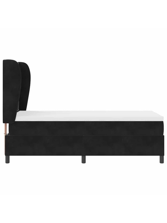 Kontinentaalvoodi madratsi ja peatsiga must 100 x 200 cm samet