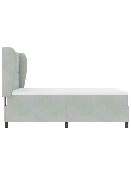 Kontinentaalvoodi madratsi ja peatsiga helehall 140 x 190 cm samet