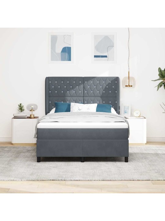 Kontinentaalvoodi madratsi ja peatsiga tumehall 140 x 190 cm samet