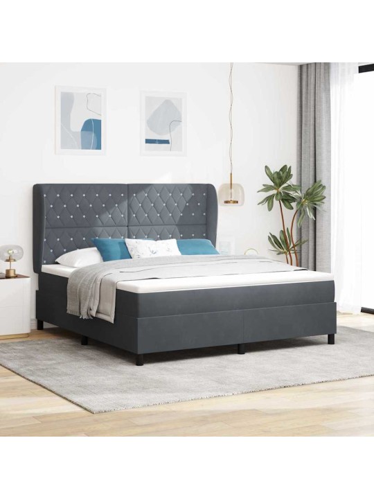 Kontinentaalvoodi madratsi ja peatsiga tumehall 180 x 200 cm samet
