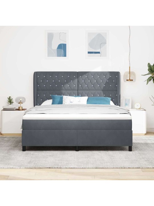 Kontinentaalvoodi madratsi ja peatsiga tumehall 180 x 200 cm samet