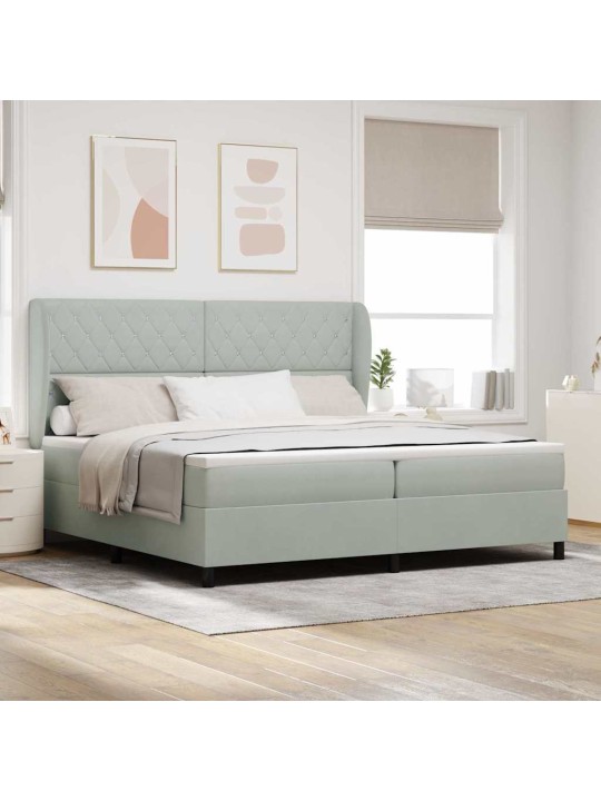 Kontinentaalvoodi madratsi ja peatsiga helehall 200 x 200 cm samet