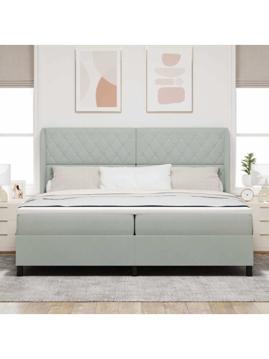 Kontinentaalvoodi madratsi ja peatsiga helehall 200 x 200 cm samet