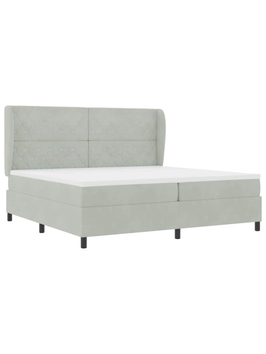 Kontinentaalvoodi madratsi ja peatsiga helehall 200 x 200 cm samet